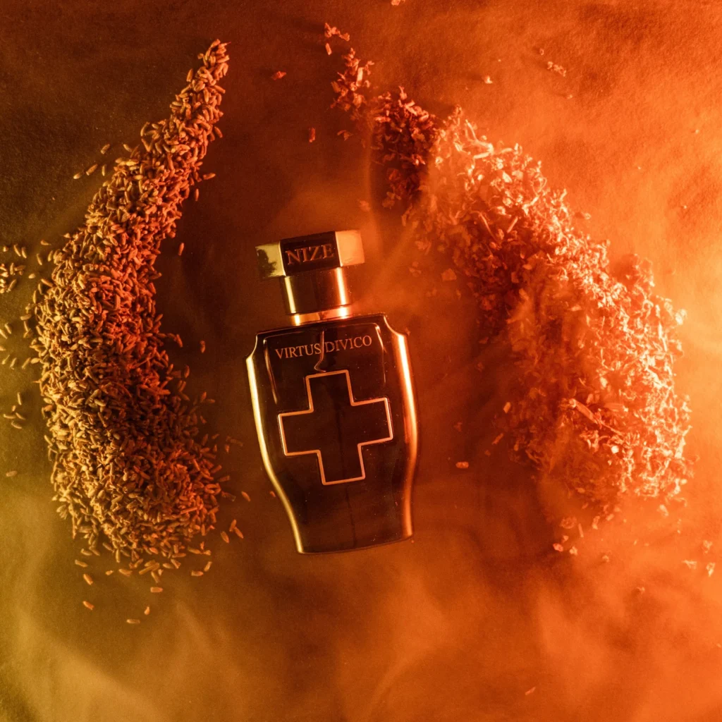 exclusive luxury perfume in epic red light