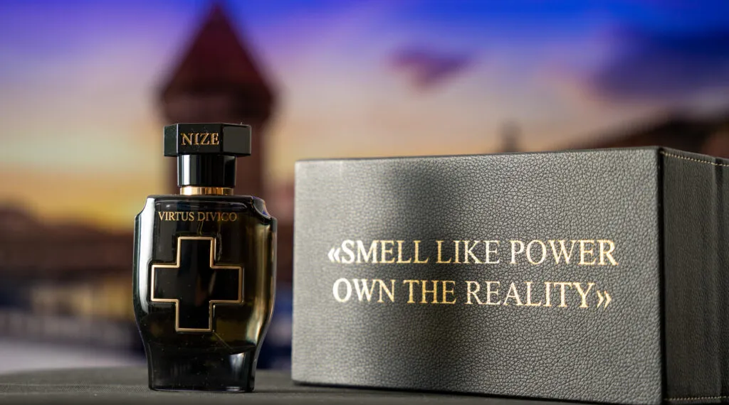 swiss niche perfume in front of the kapellbrücke in lucerne