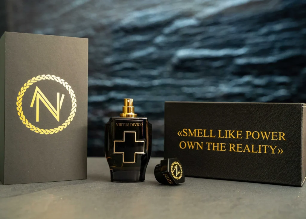 opened virtus divico perfume with its premium box and sleeve